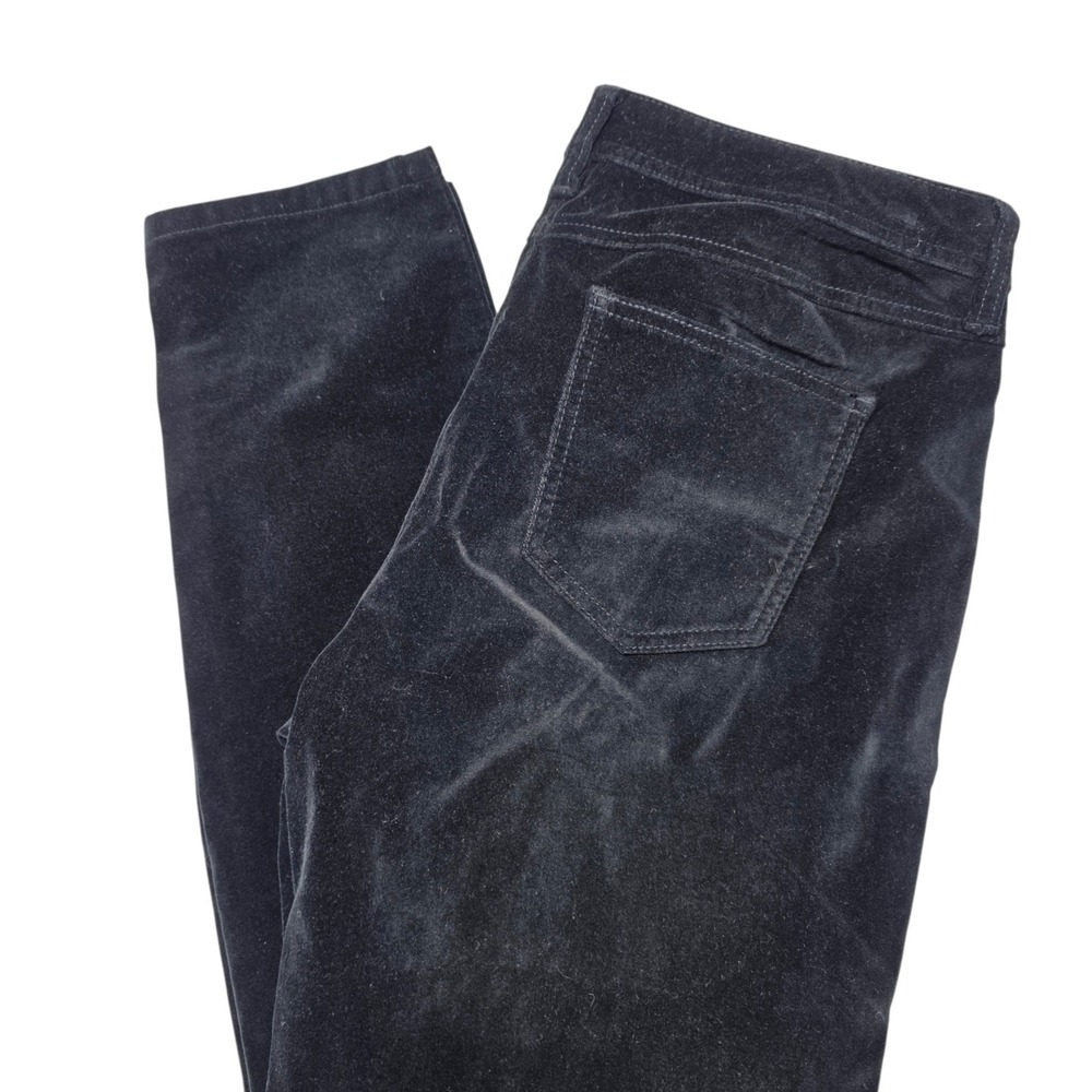 Garnet Hill Corduroy Pants Women‎ 8 Black Velvet Velveteen Skinny Stretch